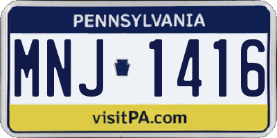 PA license plate MNJ1416