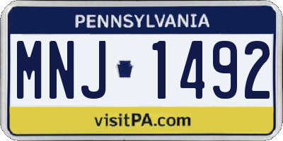 PA license plate MNJ1492