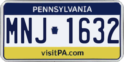 PA license plate MNJ1632