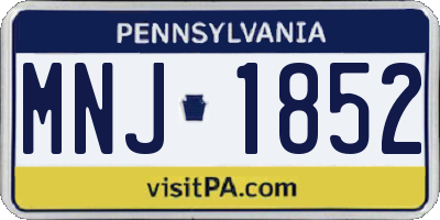 PA license plate MNJ1852