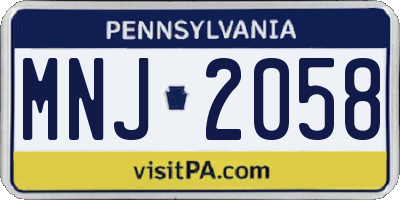 PA license plate MNJ2058