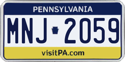 PA license plate MNJ2059
