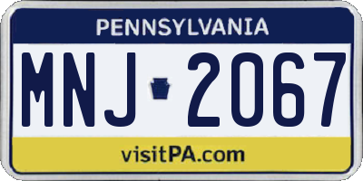 PA license plate MNJ2067