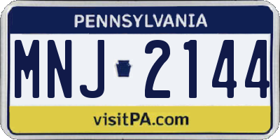 PA license plate MNJ2144