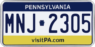 PA license plate MNJ2305