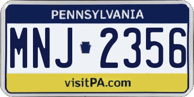 PA license plate MNJ2356