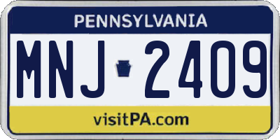 PA license plate MNJ2409