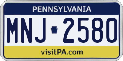PA license plate MNJ2580