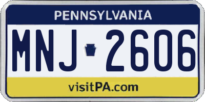 PA license plate MNJ2606