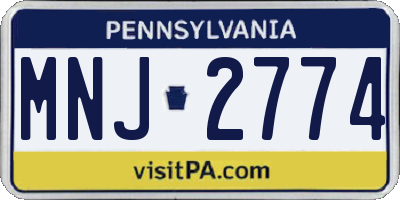 PA license plate MNJ2774