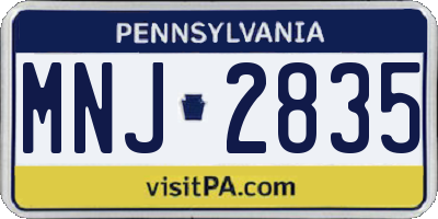 PA license plate MNJ2835