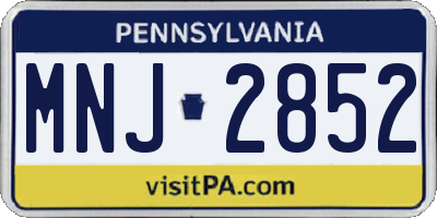 PA license plate MNJ2852