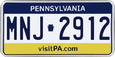 PA license plate MNJ2912