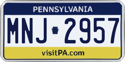 PA license plate MNJ2957