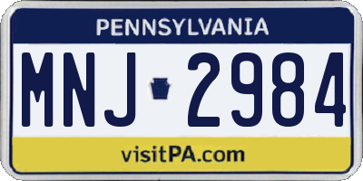 PA license plate MNJ2984