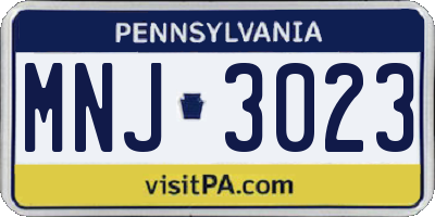 PA license plate MNJ3023