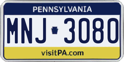 PA license plate MNJ3080