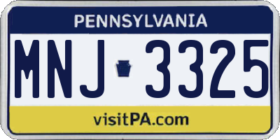 PA license plate MNJ3325