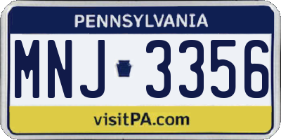 PA license plate MNJ3356