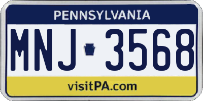 PA license plate MNJ3568