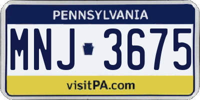 PA license plate MNJ3675