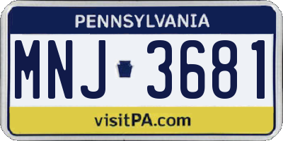 PA license plate MNJ3681