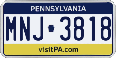 PA license plate MNJ3818