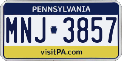 PA license plate MNJ3857