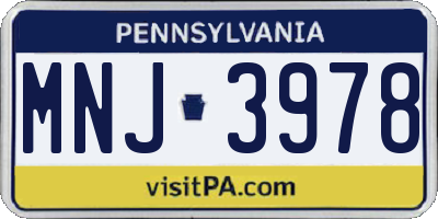 PA license plate MNJ3978