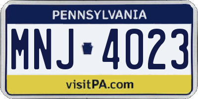 PA license plate MNJ4023