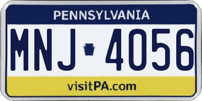 PA license plate MNJ4056