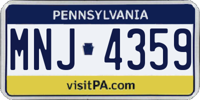 PA license plate MNJ4359