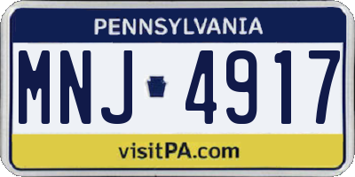 PA license plate MNJ4917