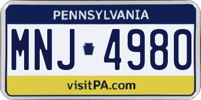 PA license plate MNJ4980