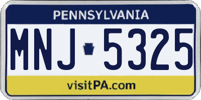 PA license plate MNJ5325
