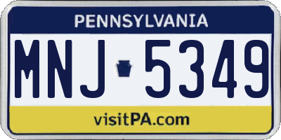 PA license plate MNJ5349