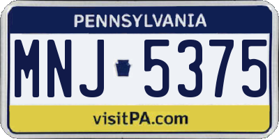 PA license plate MNJ5375