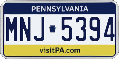 PA license plate MNJ5394