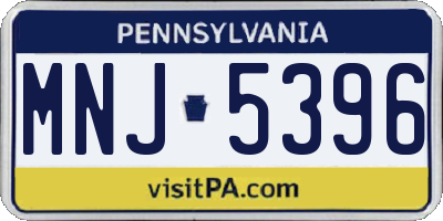 PA license plate MNJ5396