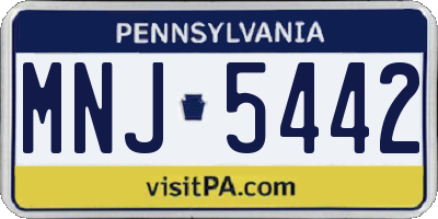 PA license plate MNJ5442