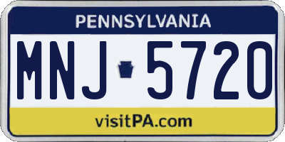 PA license plate MNJ5720