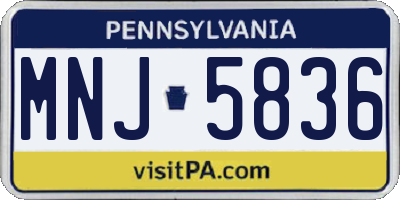PA license plate MNJ5836