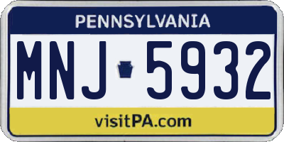 PA license plate MNJ5932