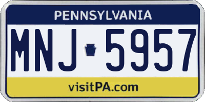 PA license plate MNJ5957