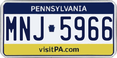 PA license plate MNJ5966