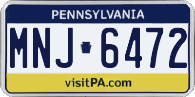 PA license plate MNJ6472