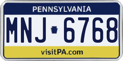 PA license plate MNJ6768