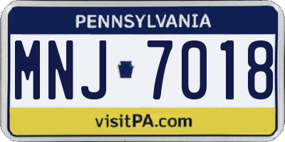 PA license plate MNJ7018