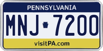 PA license plate MNJ7200