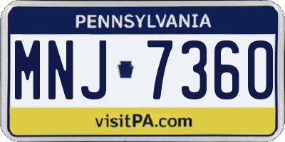 PA license plate MNJ7360